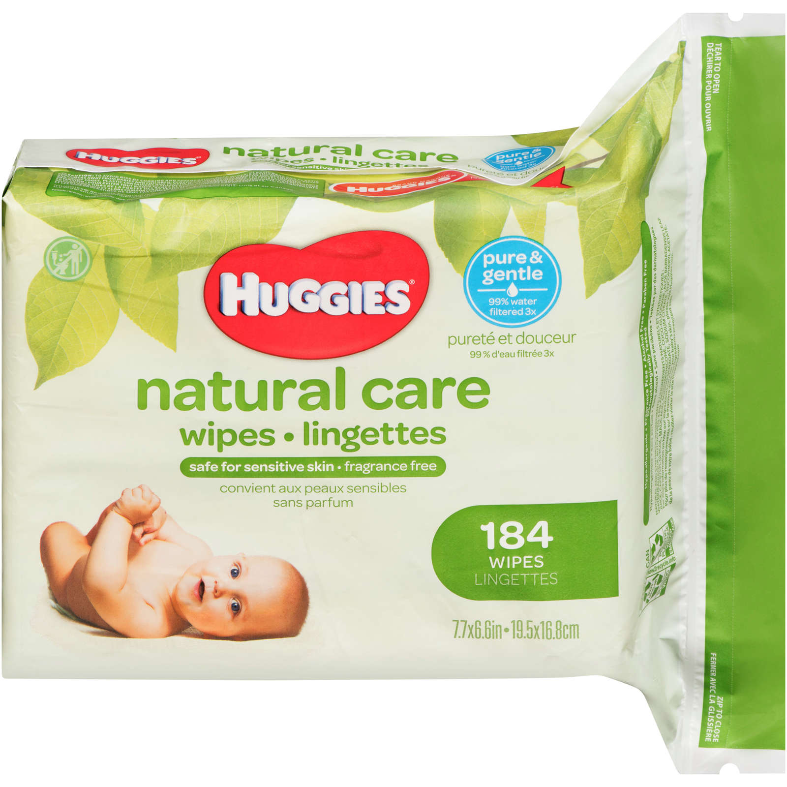 Natural Care Sensitive Baby Wipes, Unscented, 1 Refill Pack