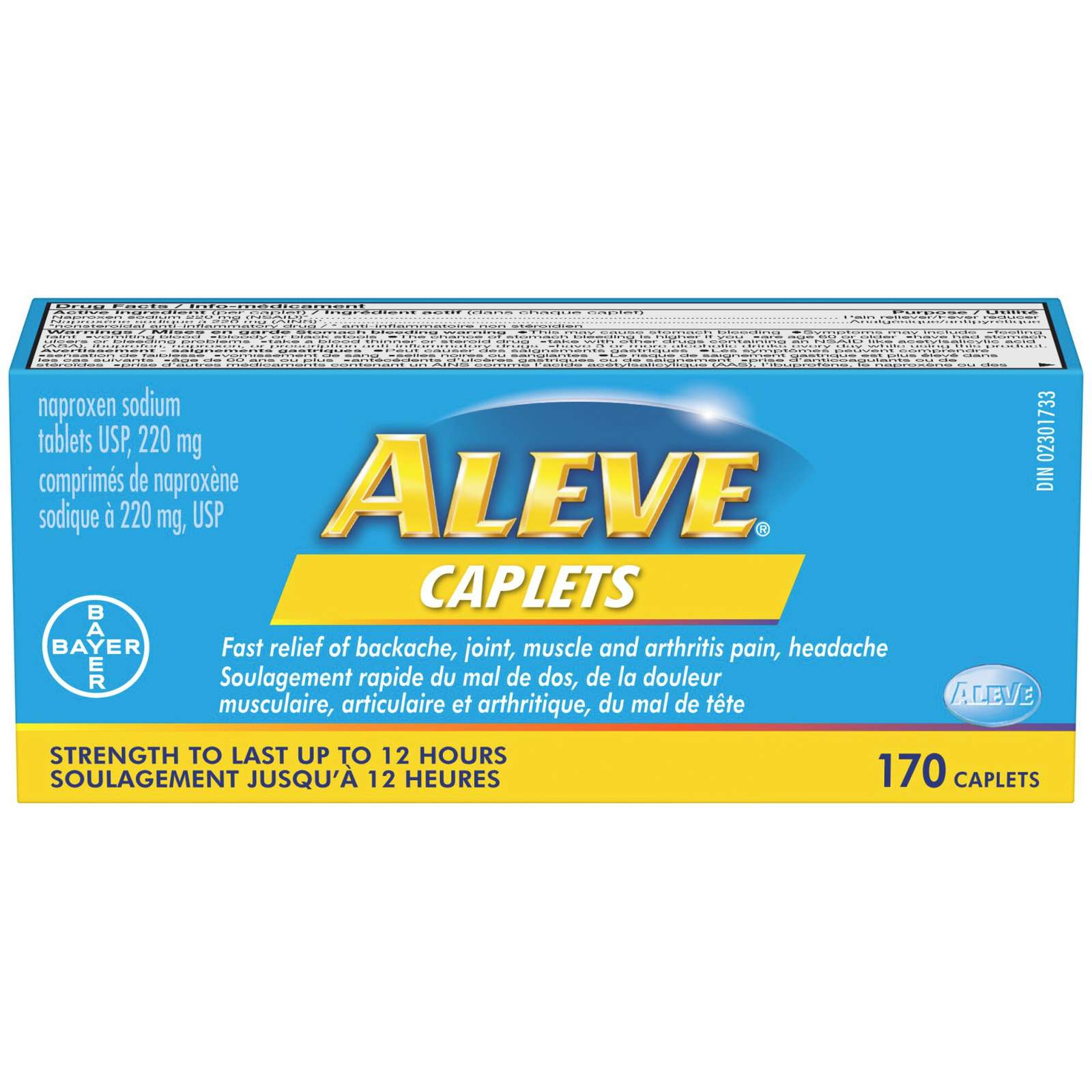 ALEVE Pain Relief, Clinically Proven, Fast-Acting, Long-Lasting, Naproxen Sodium, 170 Caplets