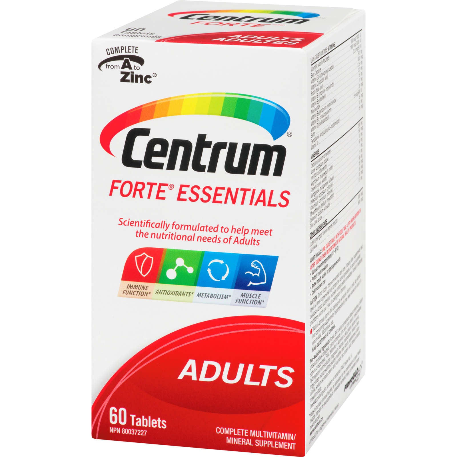 Centrum Forte Essentials Adult Multivitamin and Multimineral Supplement Tablets, 60 Count