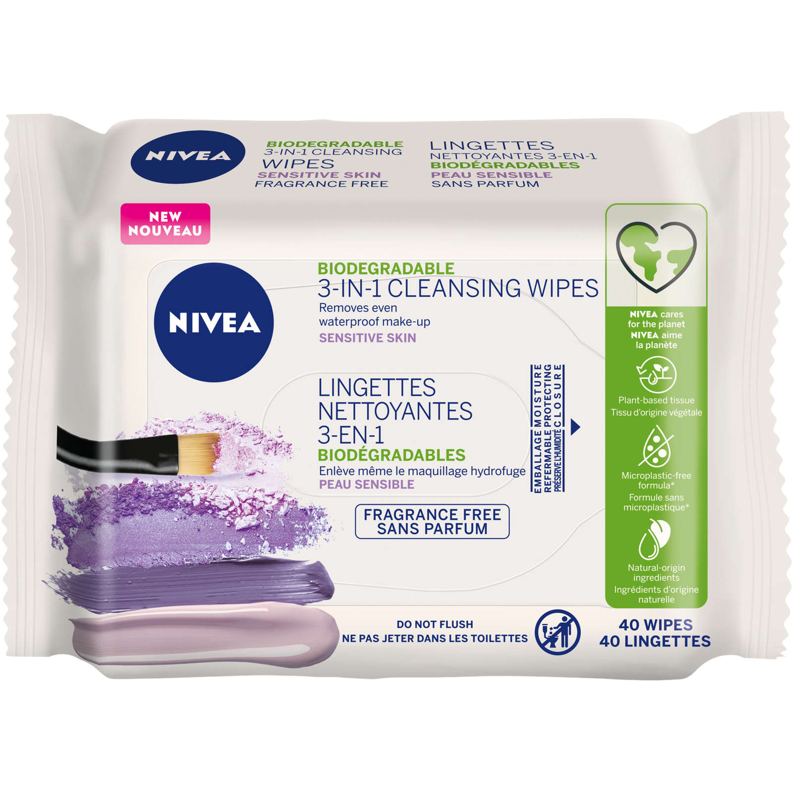 Biodegradable 3-IN-1 Cleansing Wipes  Sensitive Skin