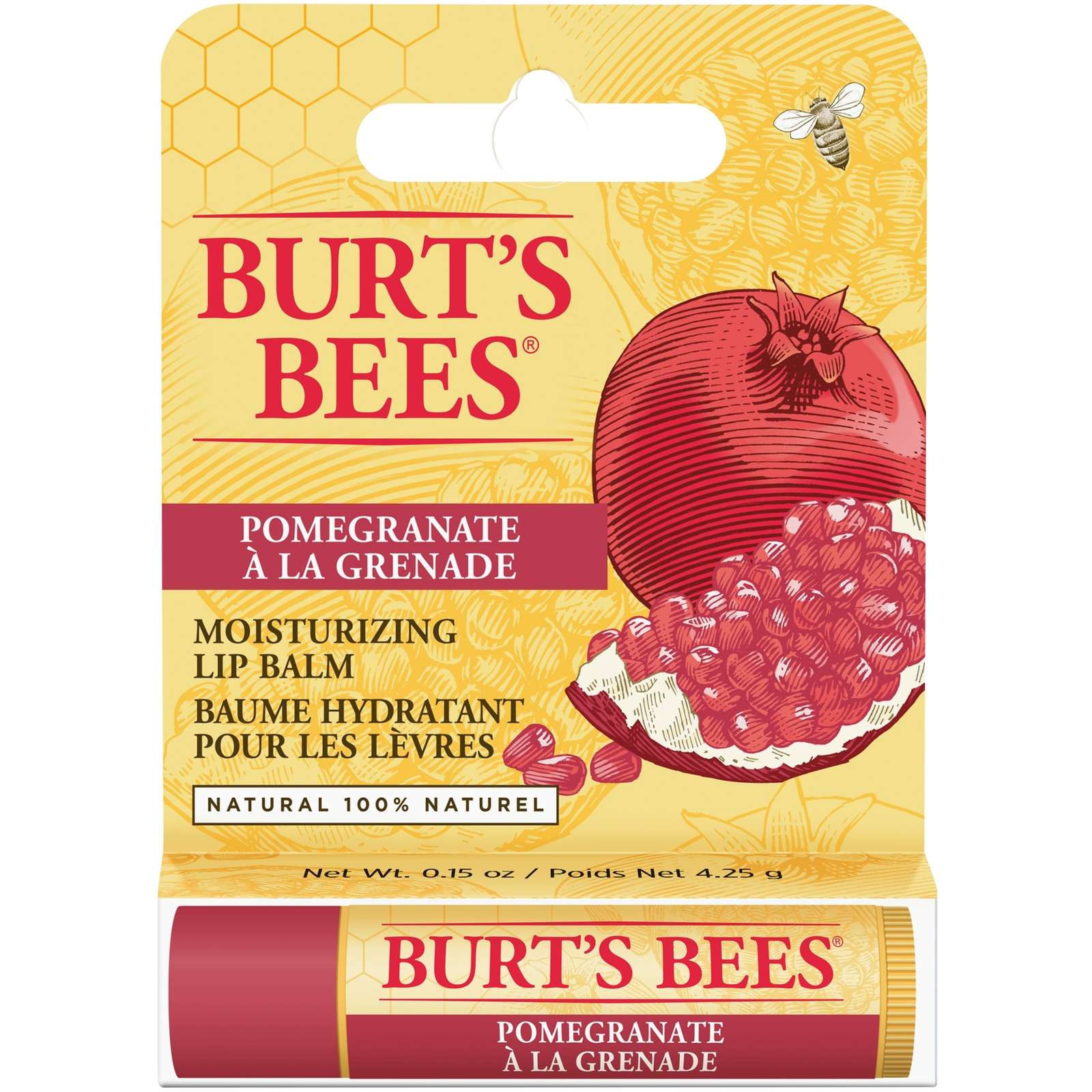 100% Natural Origin Moisturizing Lip Balm, Pomegranate