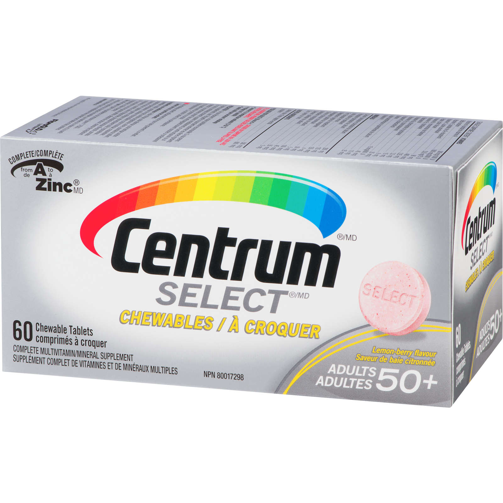 Centrum Select Chewables Adults 50+ Multivitamin Supplement Chewable Tablets, 60 Count