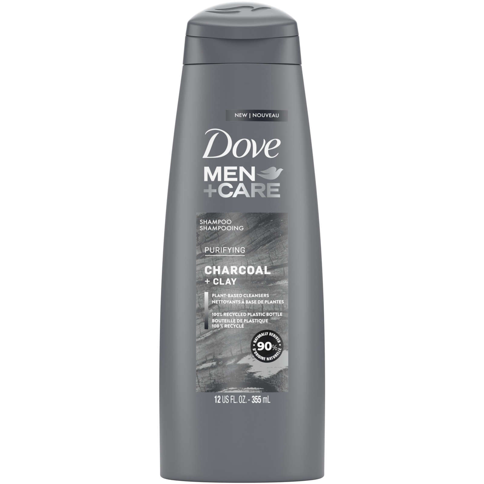 Dove Men+Care  Shampoo for healthy hair Charcoal + Clay naturally derived plant-based cleansers 355 ml