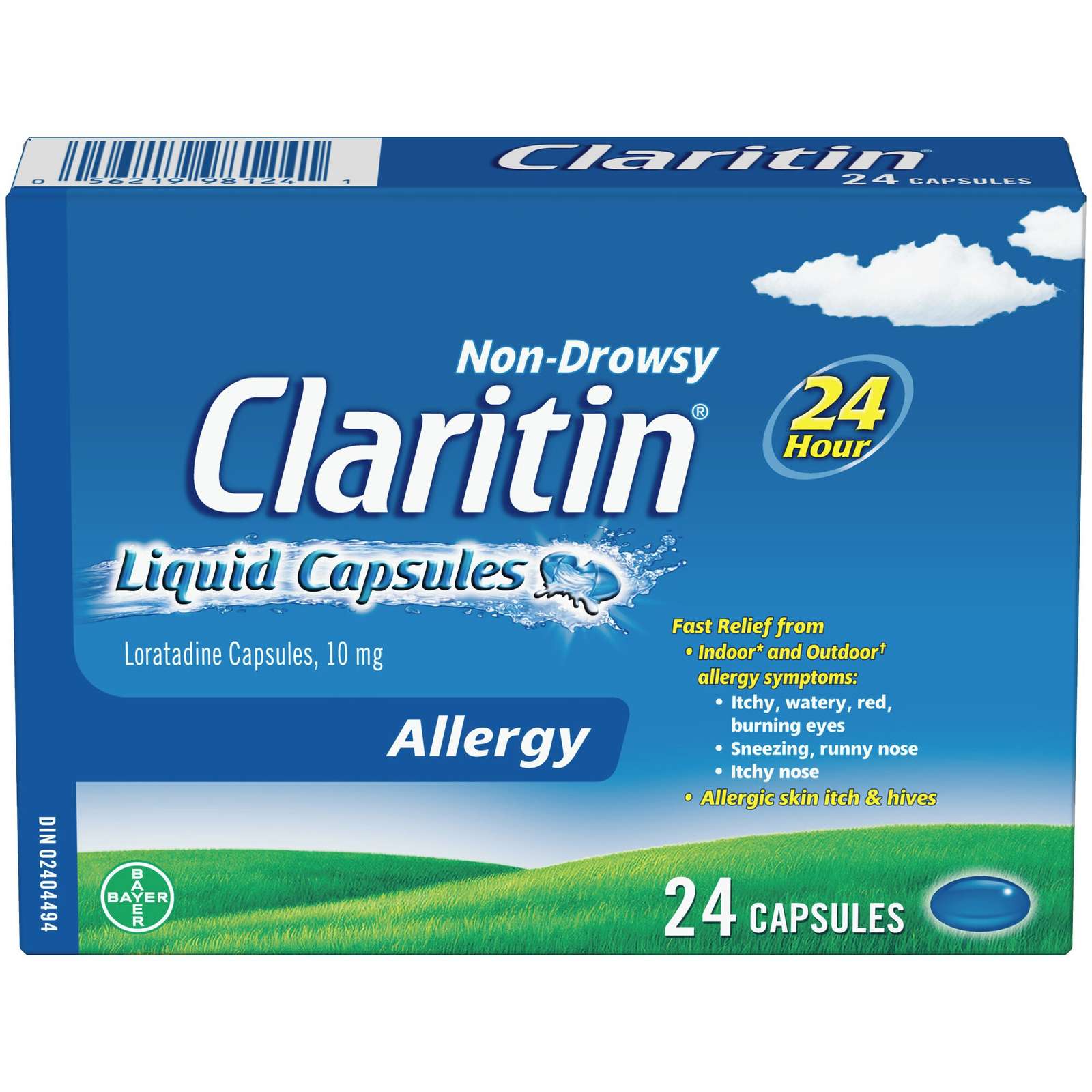 Claritin Liquid Capsules Allergy Medicine, Fast-Acting 24-Hour Non-Drowsy Relief 10 mg, 24 Capsules