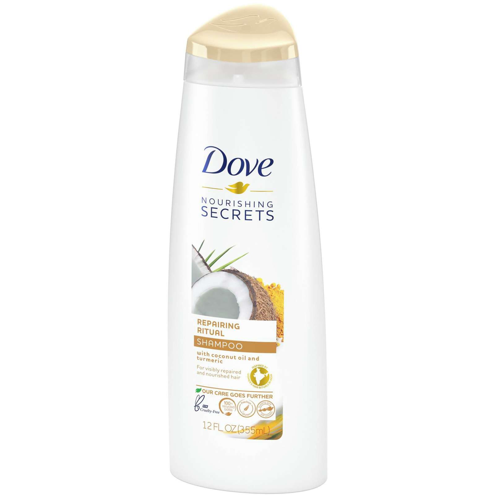 Dove Nourishing Secrets Shampoo for damaged hair Repairing Ritual with coconut oil and turmeric 355 ml