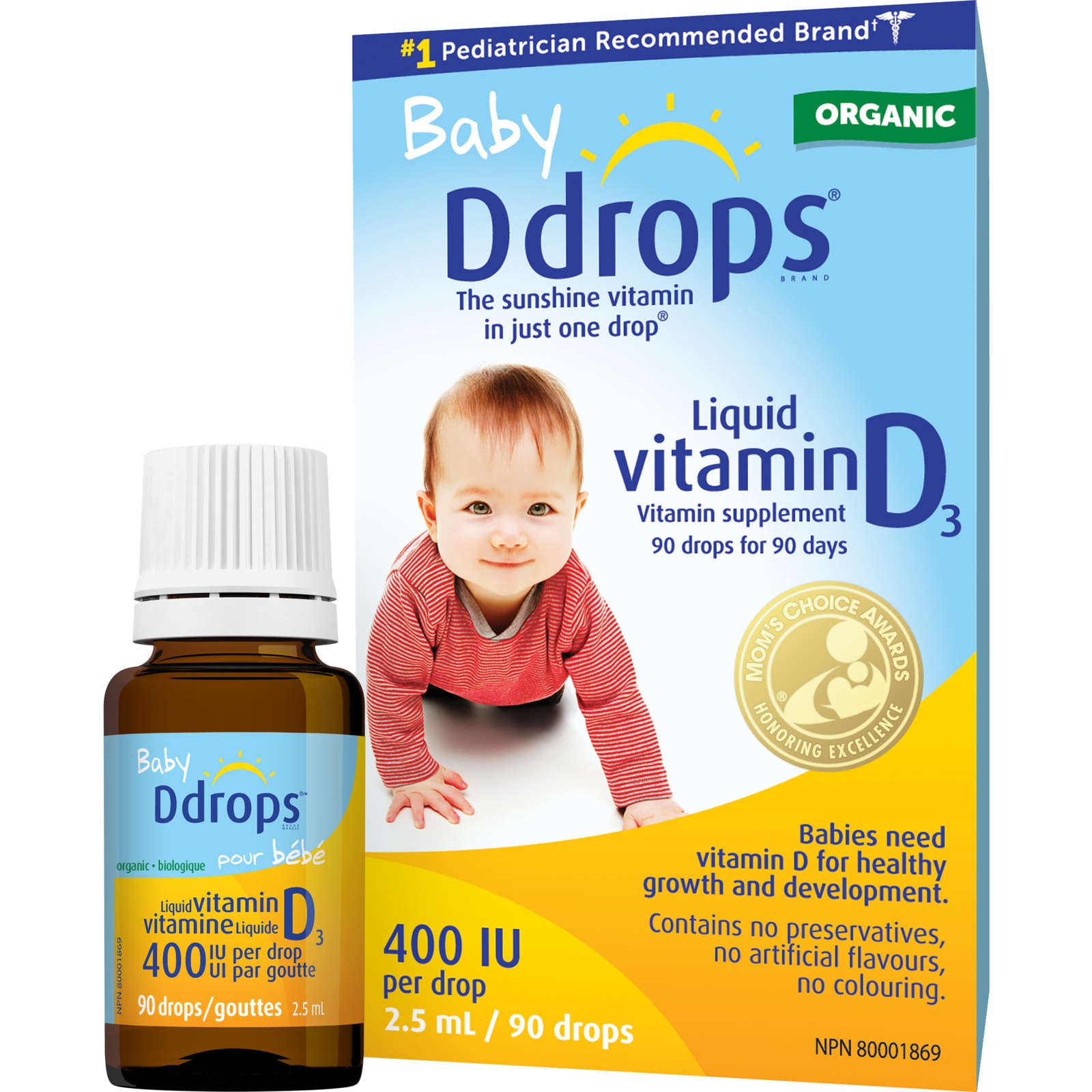 Baby Ddrops 400 IU Vitamin D3, 90 drops