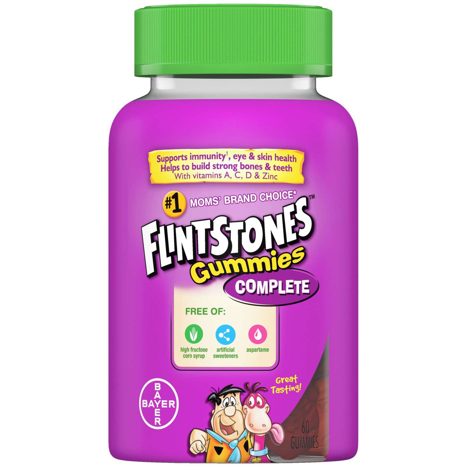 FLINTSTONES Complete Kids Multivitamin Gummies - Multivitamins for Kids, Kids Multivitamin Gummy Helps Maintain Good Health, Free of Artificial Sweeteners, Free of Aspartame, Free of Synthetic FD&C Dyes, 60 Gummies