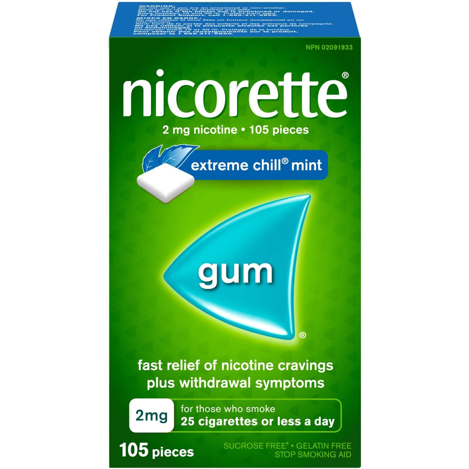 Nicotine Gum, 2 mg, Extreme Chill Mint Flavour