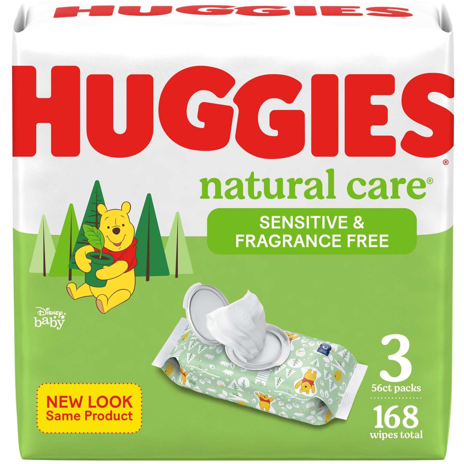 Natural Care Sensitive Baby Wipes, Unscented, 3 Flip-Top Packs