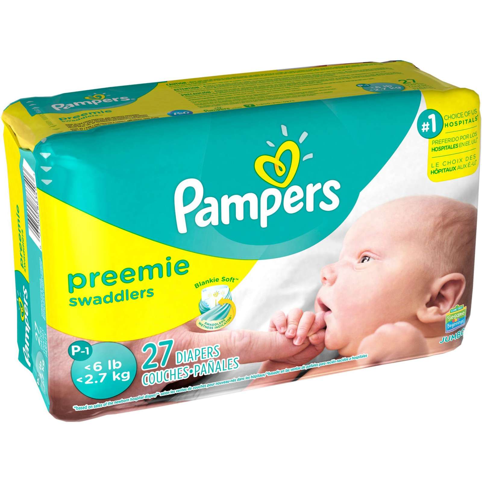 Pampers Swaddlers Preemie Diapers Size P-1 27 count