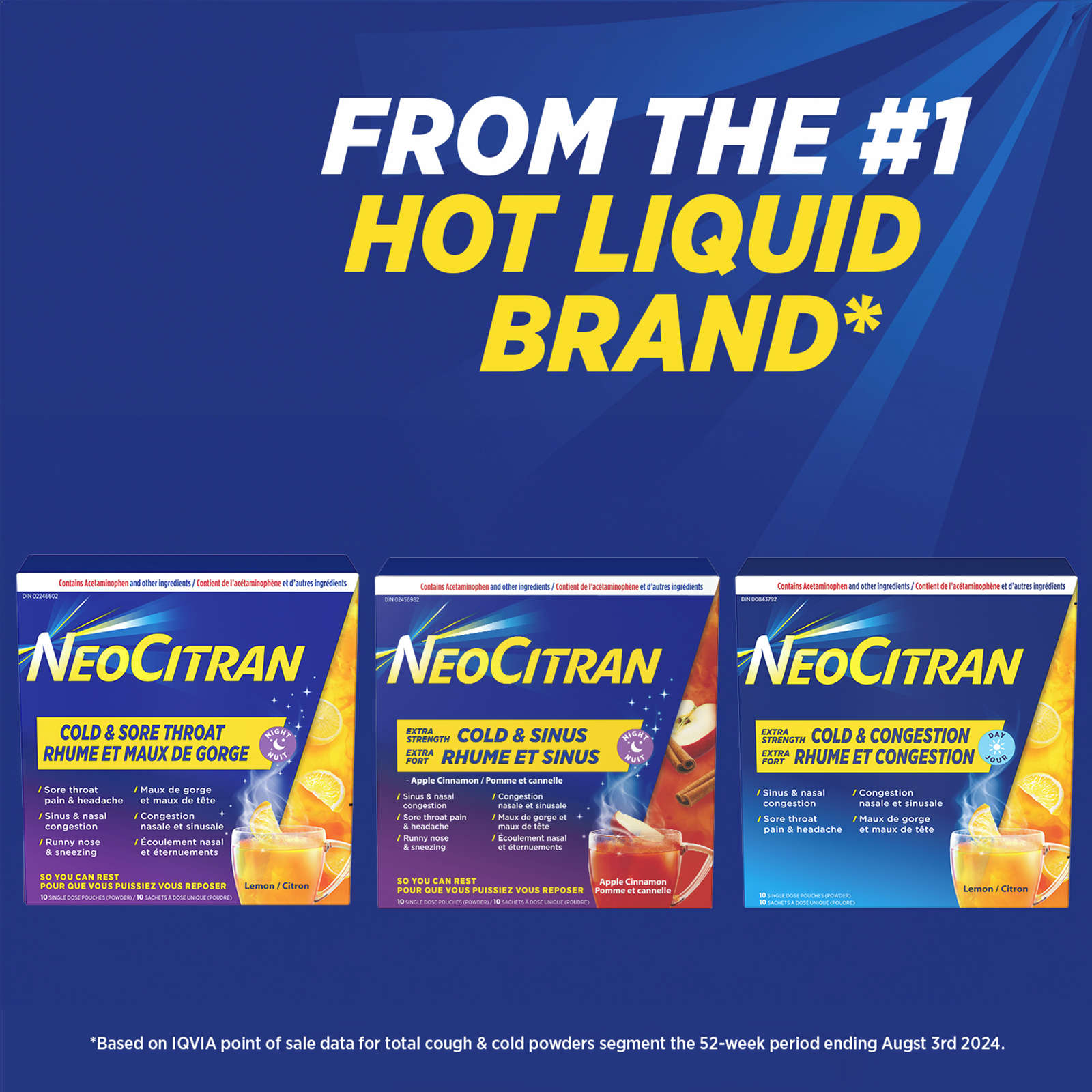 Neocitran Extra Strength Cold & Sinus Apple Cinnamon flavour hot liquid 10 pack
